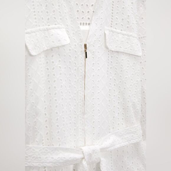ZARA NWT WOMAN V-NECK OPENWORK EMBROIDERED MIDI DRESS WHITE ZIP - Picture 7 of 7